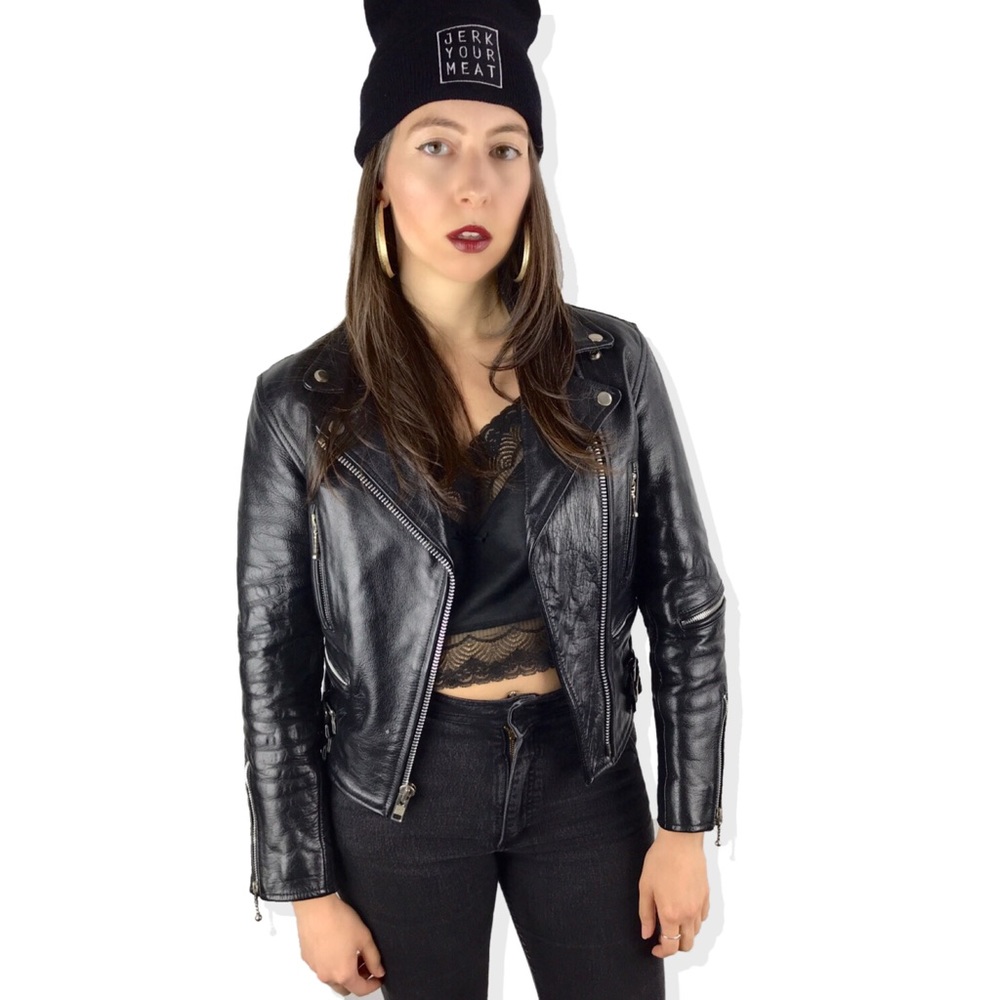❌SOLD❌ STRAIGHT TO HELL leather motorcycle jacket - Picture 2 of 8